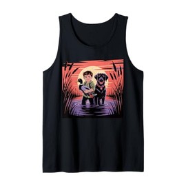 Local Boy Black Lab Marsh Scene Sunset Vintage Country Tank Top