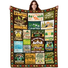 Camping Blanket,Unique Camper Gifts for Camping Lovers,Super Soft Throws Flannel for Camper Outdoor RV Travel Hiking Bed Sofa Couch 60"x50"
