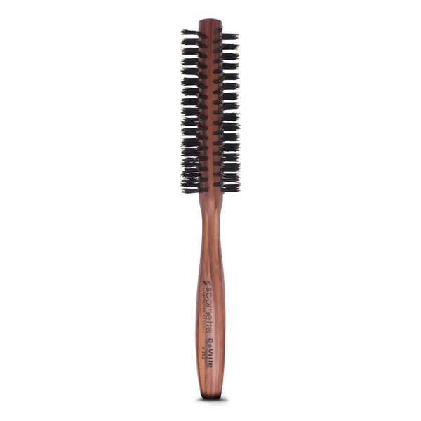 Spornette Deville Round Brush, 1 1/2 Inch Boar Bristle Hair Brush - For Blow Drying, Styling, Curling & Adding Volume to Shorter Hair - For All Hair Types