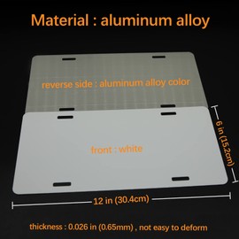 10 Pack Sublimation License Plate Blanks 6"X12" x 0.65mm,Metal Aluminum Automotive Front License Plate Tag