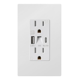 DUCHOW New Generation USB Outlet with LED Night Light (Manual), 5V 4.8A Tamper-Resistant USB Wall Outlets Receptacles with Type A & Type C Ports, Wallplate Included, ETL Listed, White (2 Pack)