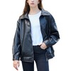 FSVABY Womens Oversized Faux Leather Motocycle Black Jacket Zip Up