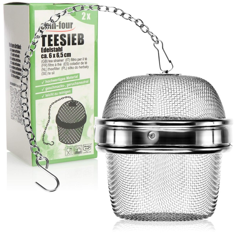 com-four® 2 x Tea Strainer Made of 304 Stainless Steel