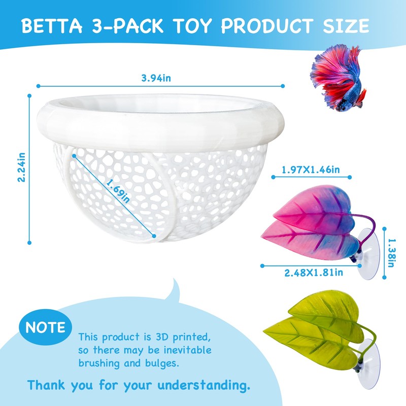 3-in-1 Floating Betta Hammock Cave & Betta Leaf Pad with