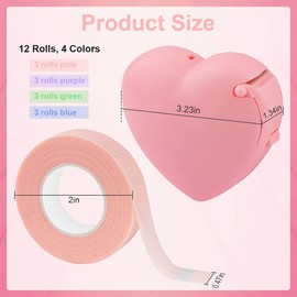 Rolybag Rolybag 4 Colors Eyelash Extension Tape Breathable Eyelash Tape with Heart Shaped Tape Cutter Adhesive Non Woven Eyelash Tape Ladies Makeup Eyelash Tape Kits (Style A)