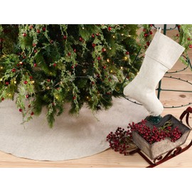SARO LIFESTYLE Collection Toscana Christmas Stocking (Set of 2), 7"x15", Natural (XM731.N715B_2)