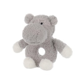 Apricot Lamb Hippo Soft Baby Rattle Plushies for Boys and Girls, Plush Stuffed Animal Rattle Toy Lovey for The Newborn, 0-3 Months, 0-6 Months and Above, 6.7 Inches (Grey)