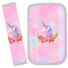 MHJY Seat Belt Pads for Kids Seatbelt Strap Cover 2 Packs Unicorn Car Seat Belt Covers Soft Comfortable Harness Pad for Toddlers Girls Boys Children, Rainbow