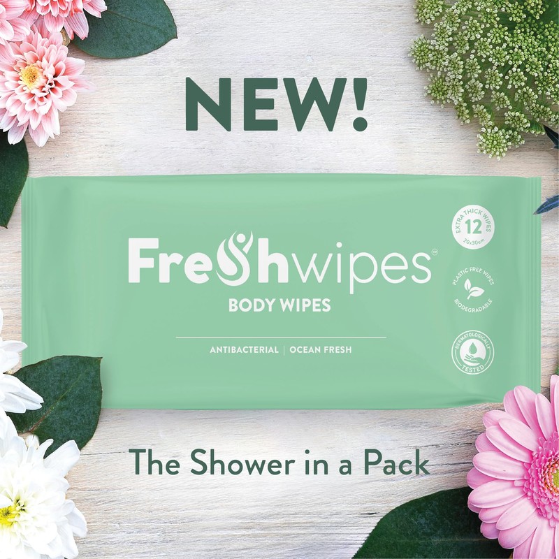 FreshWipes Antibacterial Body Wipes For Adults 1 Pack (12 Wipes)