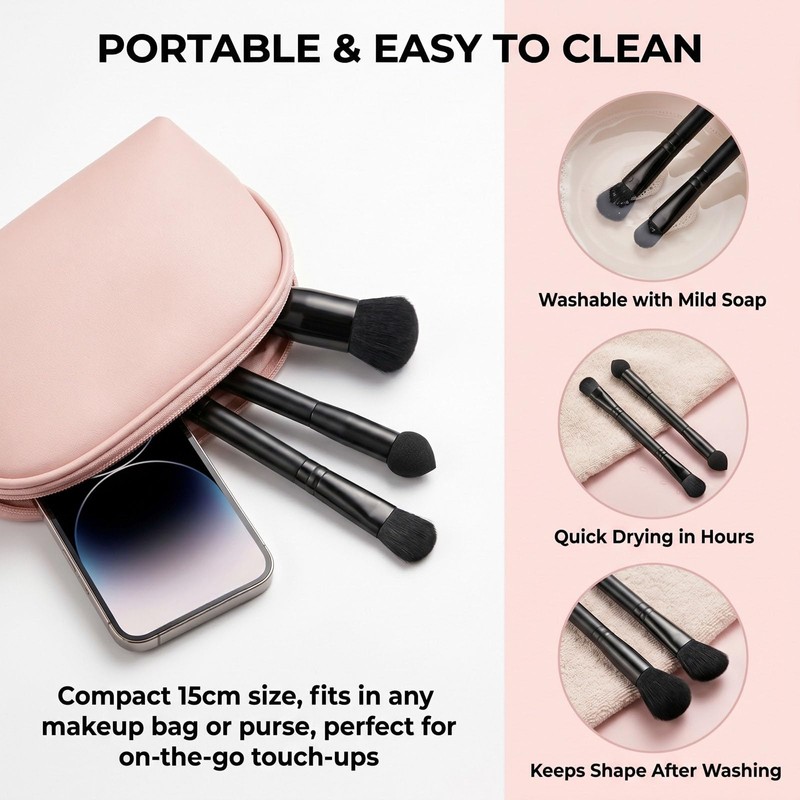 2 Pcs Black Dual Ended Hairline Brushes with Sponge Tip