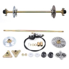 740mm Rear Axle Shaft Complete Kit+Brake Assembly Sprocket, for DIY Go Kart ATV Quad Buggy Mini Bike