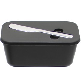 LERIYUFS Plastic Butter Dish with Lid for Countertop, Large Butter Container, Butter Dish with Lid and Knife, Airtight Butter Holder Black