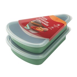 KEVJES 2-Pack Reusable Silicone Leftover Pizza Slice Storage Container with Air-tight Lids-BPA Free,Fits Single Slice up to 16”,Save Space,Refrigerator organizer (Green)