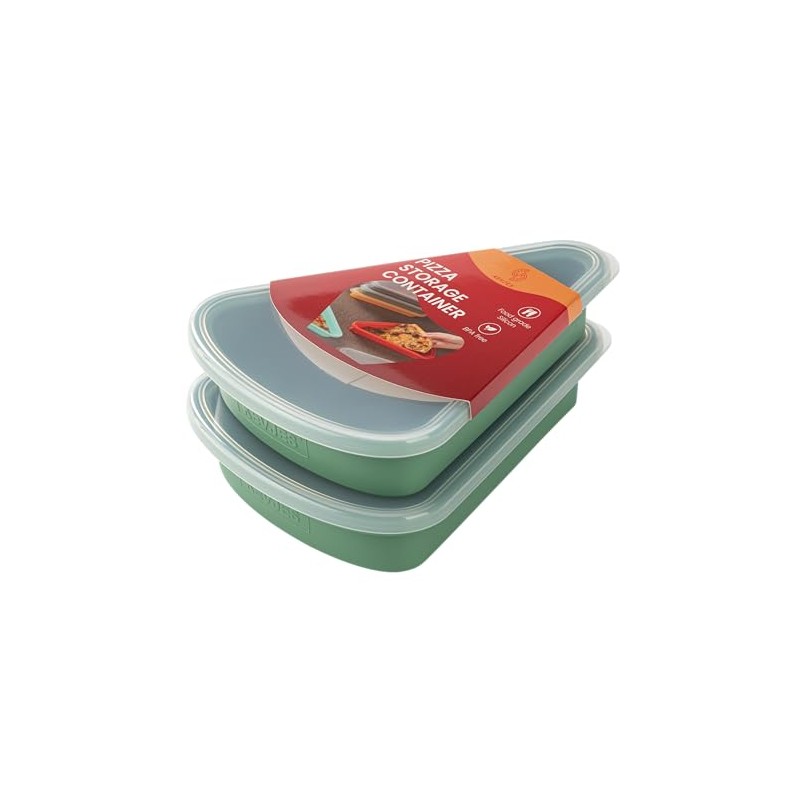 KEVJES 2-Pack Reusable Silicone Leftover Pizza Slice Storage Container with