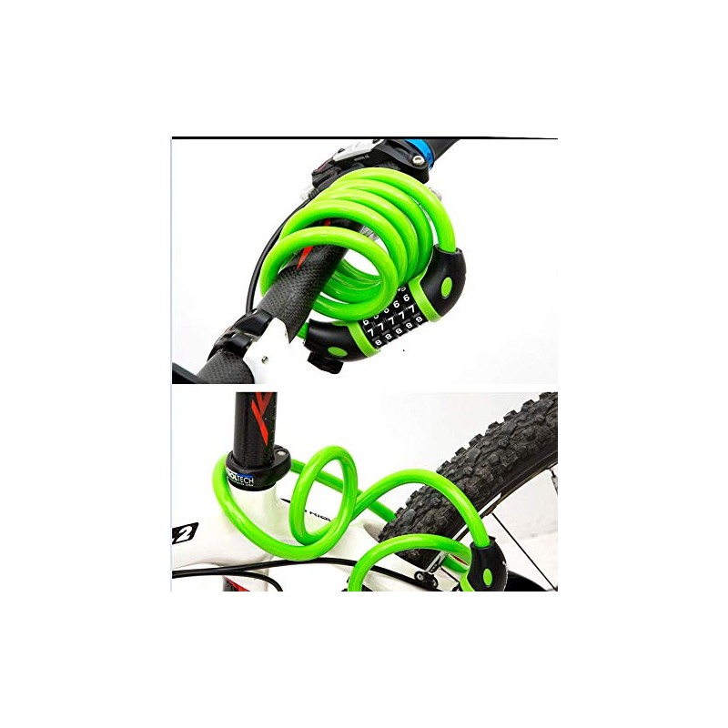 5 Resettable Digit Combination Bike Lock Bicycle Spiral Steel Cable
