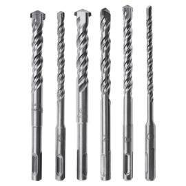 EMSea 6Pcs SDS Plus Rotary Hammer Drill Bit Kit, 6mm 8mm 10mm 12mm 14mm 16mm Shank 160mm Long Double Flutes for Concrete Masonry