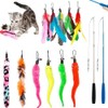 YJSPARKK 13PCS Cat Feather Toys,Interactive Cat Teaser Toy,2 Retractable Wands