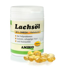 Anibio Lachsölkapseln 180 Stueck Ergänzungsfutter für Hunde und Katzen, 1er Pack (1 x 0.133 kg)