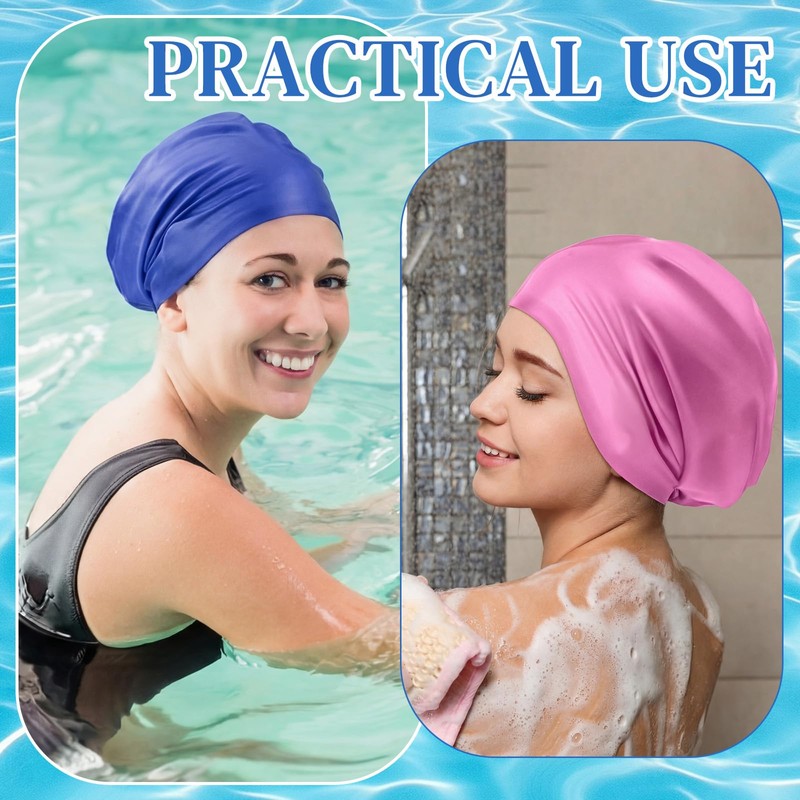 JolliLudo 6 Pcs Extra Large Swimming Cap for Braids and