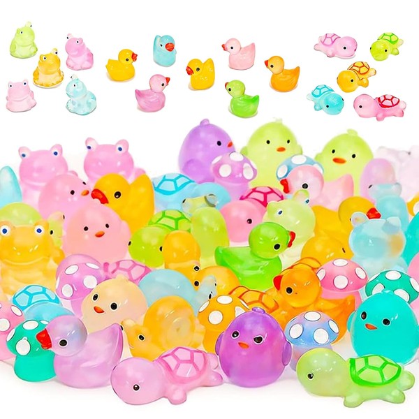 PonFxp 110 Pcs Glow Resin Animals, Mini Figures Mixed,Luminous Miniature