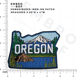EMBRO BOF Proud Oregon State Patch – 2.85 inches, Cool Pacific Northwest Patch – Embroidered Iron On/Sew On Oregon Patches for Jackets