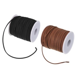 PATIKIL 2.7mm 49 Yard Suede Cord with Roll Spool, 2Roll Flat Faux Leather Lace for Necklace Bracelet Jewelry Making Beading DIY Crafts, Black/Brown