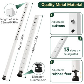 WooFog Adjustable Window Security Bars Vertical, Heavy Duty Sliding Patio Glass Door Lock Bar with Rubber Feet, 17-32 inch Window Safety Stopper for Up and Down Windows -White 1 PCS Patented