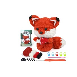 BUOKKON Crochet Kit for Beginners, Crochet Animal Kit, Fox Beginner Crochet Kit with Step-by-Step Video Tutorials Yarns Crochet Hook, Crochet Starter Kit for Adults DIY Knitting Supplies