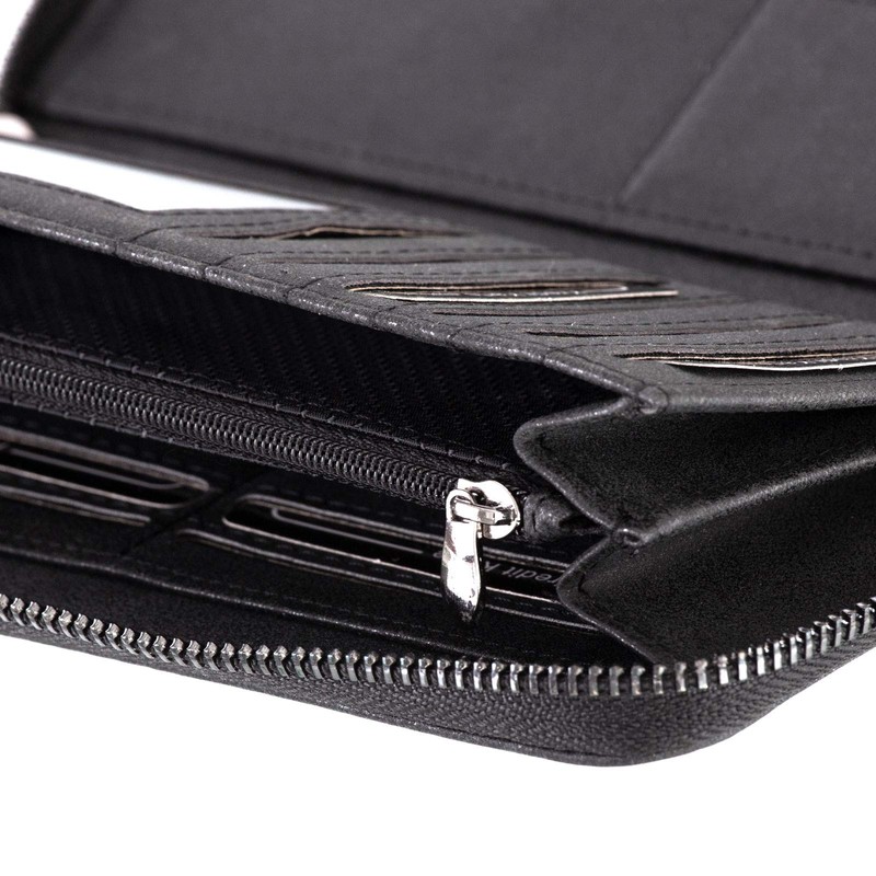 Compagno Women's Plain Zip Around Purse, black, Casual