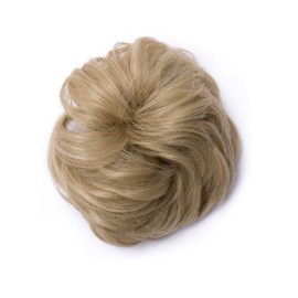 1 PCS Messy Bun Hair Extension Scrunchies Messy Bun Hair Piece for Women Curly Wavy Scrunchy Updo Bun Extensions Ash Blonde