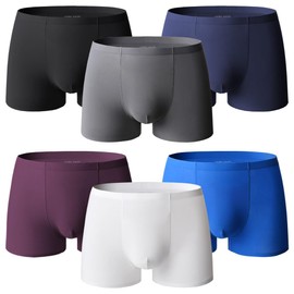 UNDERSMITH Men's Silky Underwear Seamless Comfortable Boxer Briefs for Men Multipack (6-pack) (US, Alpha, Medium, Regular, Regular, B-Black/Navy/Gray/Dark purple/White/Blue (6-pack))