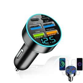 66w Auto Ladegerät, USB Adapter Auto, Zigarettenanzünder USB Mit 6 Anschlüssen, Schnellladung Zigarettenanzünder Adapter, Pd30w+qc3.0+ Usb3.1a Mit LED Voltmeter Für Smartphones Und Tablets