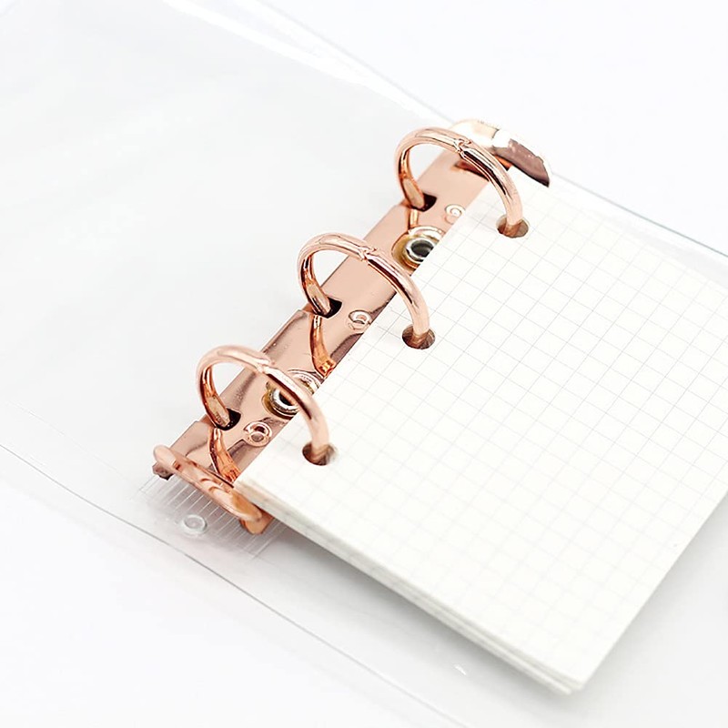 JIHUOO Mini Transparent 3 Ring Binder Covers Clear PVC Loose