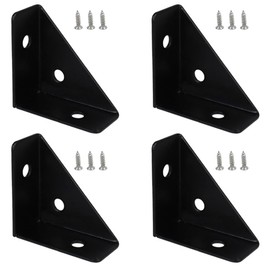 Corner Bracket 38mm x 38mm Triangle Corner Braces Connector Metal Shelf Brackets 90 Angle Furniture Connector Fixing for Cabinet Desk Bed Black