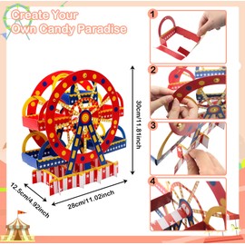 4 PCS 3 Tier Ferris Wheel Cupcake Holder and Carnival Theme Cupcake Stands for Carnival Circus Themed Birthday Party Decoration Supplies