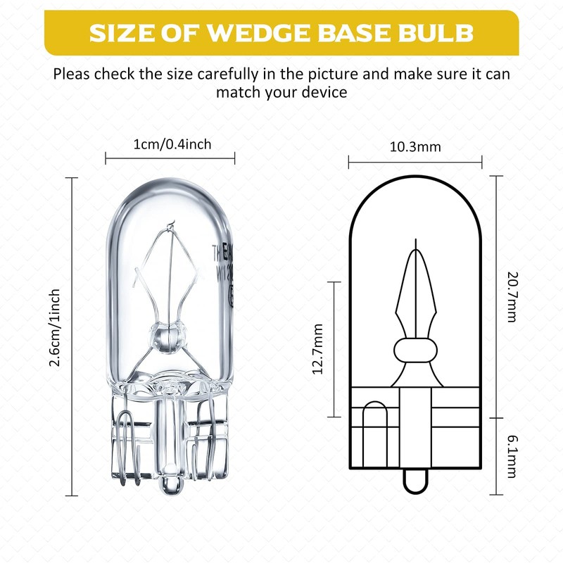 Honoson 1/4 Wedge Base 12V 5W Bulb Clear Krypton Light