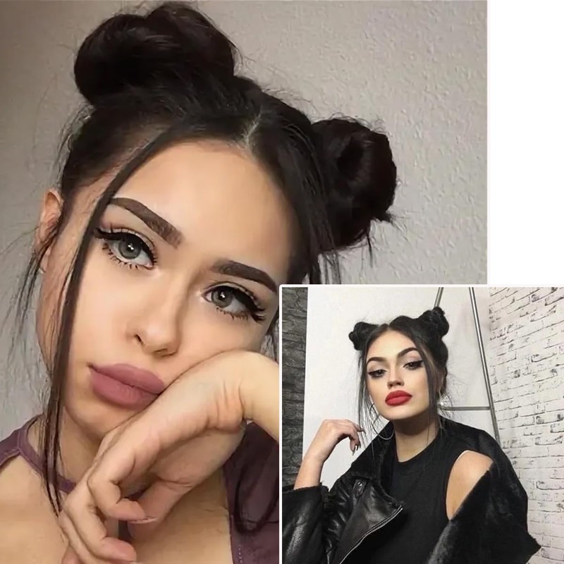 2pcs Claw Clip in Messy Bun Hair Piece Space Bun