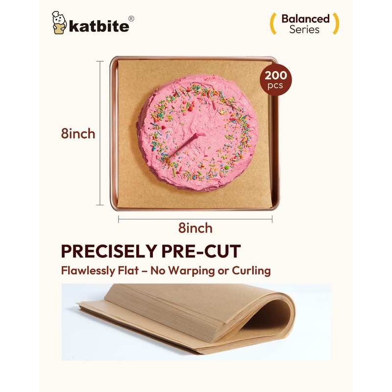 Katbite 200 Pcs Parchment Paper, 8 x 8 Inch Unbleached