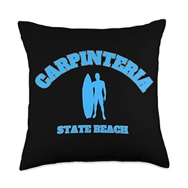 Carpinteria State Beach California USA Carpenteria State Beach Vintage Surfer Throw Pillow, 18x18, Multicolor