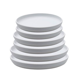SAROSORA Round Plastic Plant Saucer Drip Tray Set of 6 for Indoor Outdoor Home Garden Flower Plant Container Flower Pot Pallets ((9.4''+10.4"+12'') x2, Dark Grey)
