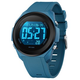 findtime Sports Watches for Men Women Digital Watch with 7 Colors LED Light Stopwatch Countdown 5ATM Waterproof Military Tactical Wrist Watch Calendar Alarm