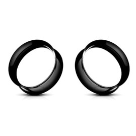 Ultra Thin Silicone Ear Gauges SoScene Ear Skin Flesh Tunnels for Stretched Ears Sold in Pairs (14mm-9/16", Black)