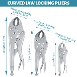 ZUQIAN 6 PCS Locking Pliers Set, 5",7" & 10" Curved Jaw Locking Pliers, 7" & 10" Long Nose Locking Pliers, 6" Grip C-Clamp for Welding, Metal Bending, Woodworking