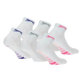 Slazenger 6 Pairs of Quarter Socks for Women, Height Above the Ankle, Terry Insole, Excellent Quality Combed Cotton, White
