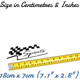 Chequered Flag Sports Racing Car Waterproof Decal - Long Lasting - UV Resistant - Cars, Vans, Trucks, Motorhomes (Black, 18cm x 7cm)