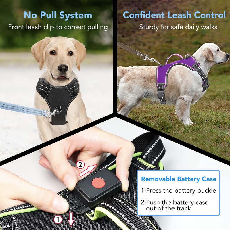 Vizbrite Light Up Dog Harness, No Pull LED Dog Harness