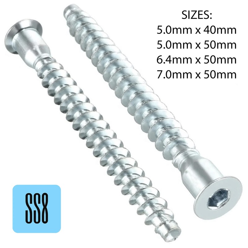 Confirmat Screws (Pack of 50) Hex Socket Steel Allen Flat