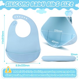 Mepase 12 Pcs Silicone Bibs Waterproof Silicone Baby Bibs Soft Adjustable Baby Feeding Unisex Baby Eating Supplies (Stylish Color)