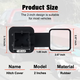 2 Inch Hitch Cover for Trucks, SUVs & Jeeps - Durable Rubber Trailer Hitch Plug with Diamond Decoration Design - Fits Ford, Toyota, Chevy (Black)