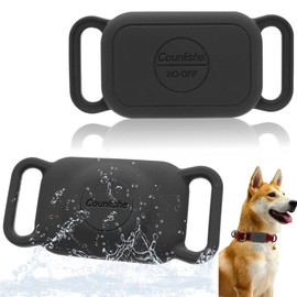 Counlisha Silicone Holder for Tile pro (2024) for Dog Collar, Slim Durable Cover tag for pet Necklace Accessories, Waterproof case for Tile Life360 pro Tracker for cat,Bag (2 Pack,Black)